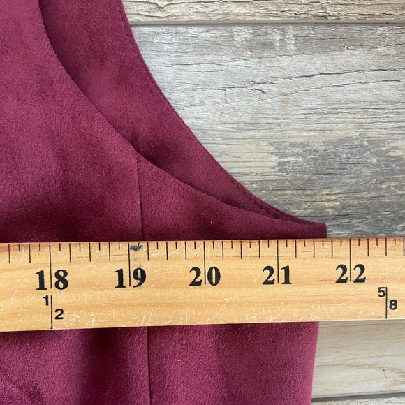 Calvin Klein Faux Suede Fit & Flare Midi Dress Size 16W Red Curvy Stretch - Picture 4 of 9